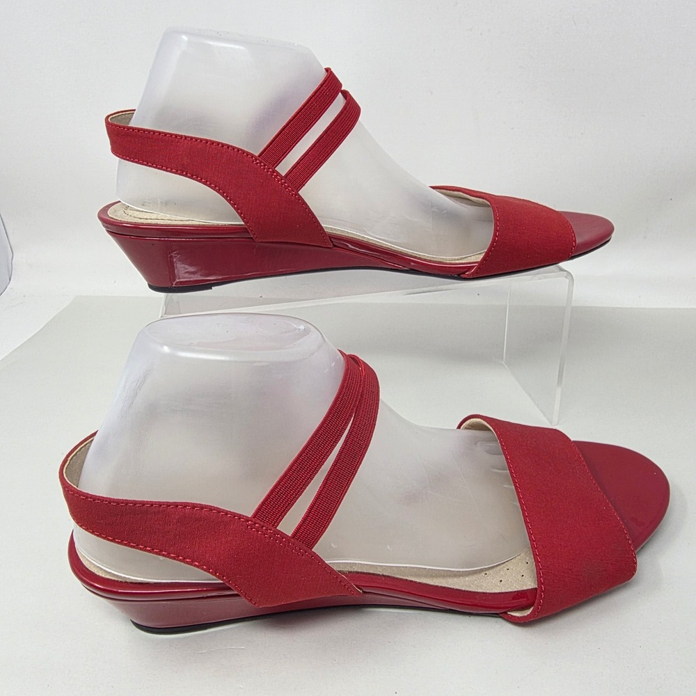 LifeStride Wedge Sandals Womens 11W YOLO Red Elastic Slingback Low Heel